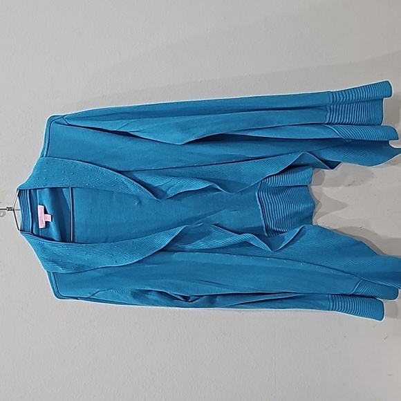 Lilly Pulitzer  Open Cardigan Sweater Turquoise Size L Cashmere blend - Picture 3 of 8